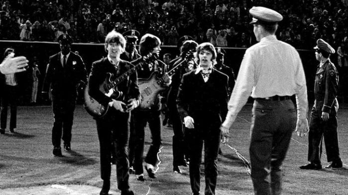 The Beatles take the stage at Candlestick Park, San Francisco for the last time ever on 29 August 1966